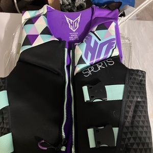 Purple and black youth life jacket